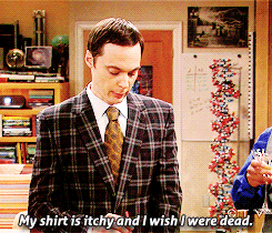 Big Bang Theory GIF. Films en series Gifs Big bang theory Reactie Dood Sheldon Mijn overhemd 