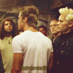 Brad Pitt GIF. Bioscoop Film Films en series Brad pitt Gifs Fight club Filmsterren Jared leto Tyler durden 