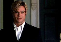 Brad Pitt GIF. Bioscoop Kunst Film Brad pitt Gifs Filmsterren Man Eraserhead New york times In de lucht Hair vlieg 