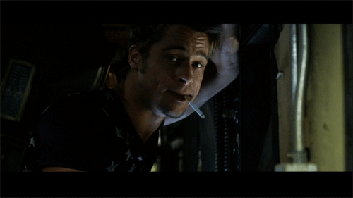 Bioscoop Kunst Telefoon Brad pitt Gifs Filmsterren lachend hilarisch thegoodfilms grapje burn after 