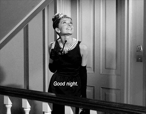 Films en series Goede nacht Gifs Breakfast at tiffanys wijnoogst Audrey Hepburn holly Golightly 