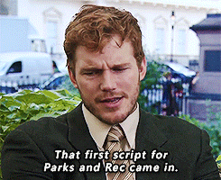 Chris Pratt GIF. Tv Gifs Filmsterren Chris pratt Koel Parks and recreation Andy dwyer 