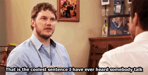 Chris Pratt GIF. Tv Gifs Filmsterren Chris pratt Koel Parks and recreation Andy dwyer 