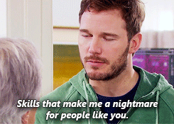 Chris Pratt GIF. Beroemdheden Gifs Filmsterren Aziz ansari Chris pratt Parks and recreation 