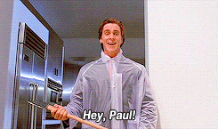 Christian Bale GIF. Films en series Gifs American psycho Filmsterren Christian bale Lachend Lach Patrick bateman 
