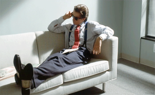 Christian Bale GIF. Films en series Gifs American psycho Filmsterren Christian bale Tekst 