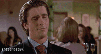 Christian Bale GIF. Films en series Gifs American psycho Filmsterren Christian bale Misschien 