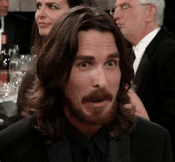 Christian Bale GIF. Gifs Filmsterren Christian bale Geschokt Verwonderd Lachend 