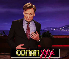 Conan Obrien GIF. Gifs Filmsterren Conan obrien Verrassing Maskeren 