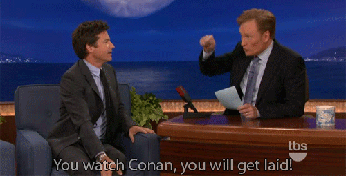 Conan Obrien GIF. Gifs Filmsterren Conan obrien Hair flip Vlechten 