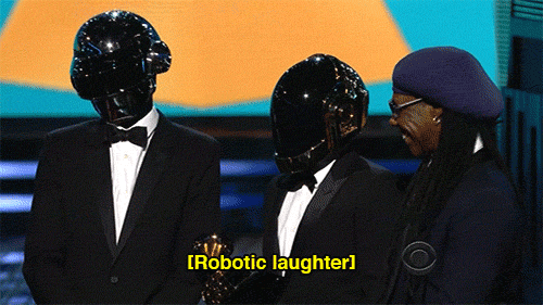 Artiesten Gifs Daft punk lachend lach beschrijvende ruis Grammys 2014 