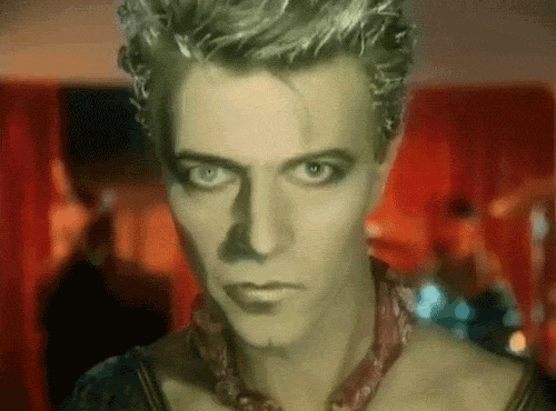 Beroemdheden Artiesten Gifs David bowie Jazzin voor blauwe jean schreeuwen Lord Byron Screamin Lord B 
