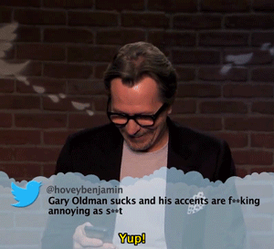 Gary Oldman GIF. Gifs Filmsterren Gary oldman Jimmy kimmel Jimmy kimmel live Gemiddelde tweets 