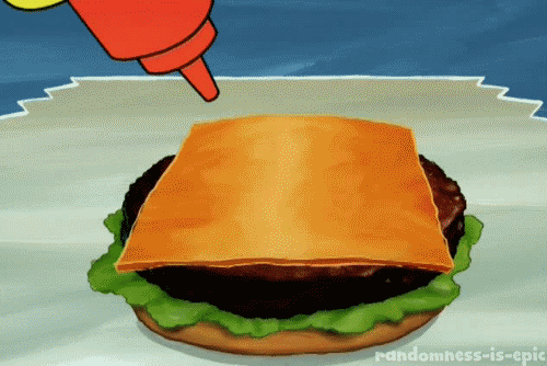 Spongebob Liefde Eten en drinken Vlees Films en series Fast food Gifs Hamburger hart heerlijk 