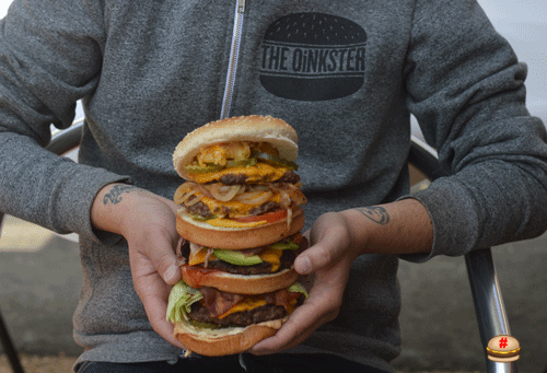 Eten en drinken Gifs Hamburger monster cheeseburger eten &amp;amp; drinken gekenmerkte Oinkster 