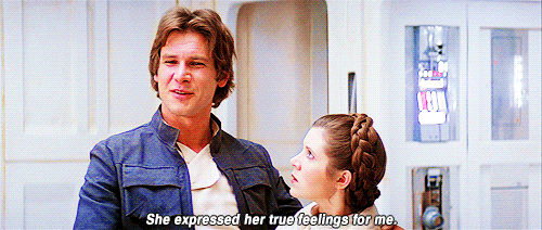 Harrison Ford GIF. Star wars Gifs Filmsterren Harrison ford Han solo The empire strikes back Carrie fisher 