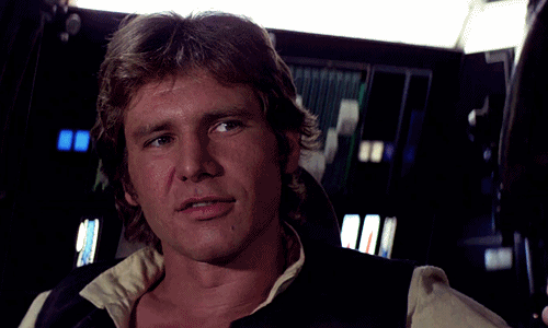 Harrison Ford GIF. Star wars Gifs Filmsterren Harrison ford Han solo Leia skywalker 