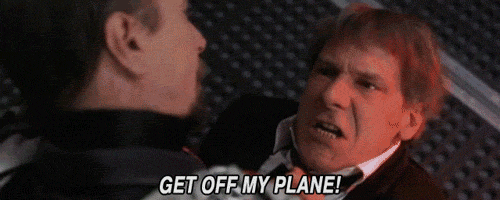 Harrison Ford GIF. Film Gifs Filmsterren Harrison ford Air force one Uitstappen mijn vliegtuig 