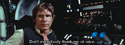 Harrison Ford GIF. Star wars Gifs Filmsterren Harrison ford Sarcastisch Han solo 