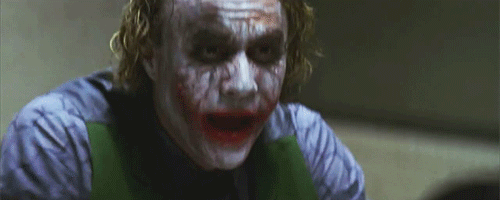 Heath Ledger GIF. Batman Gifs Filmsterren Heath ledger Glimlach De joker 