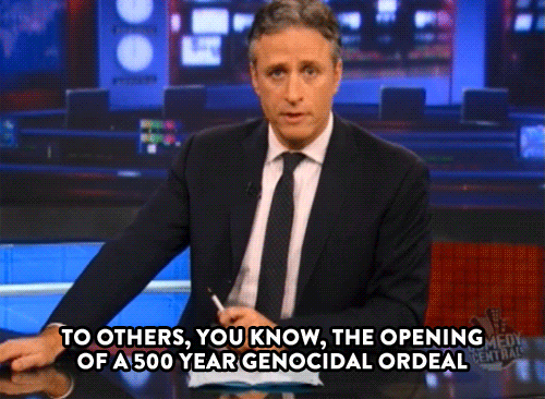 Jon Stewart GIF. Gifs Filmsterren Jon stewart Reactie Gangster Daily show 