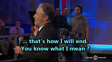 Jon Stewart GIF. Gifs Filmsterren Jon stewart Reactie Daily show Je maniacs 
