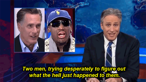 Jon Stewart GIF. Gifs Filmsterren Jon stewart Geamuseerd Popcorn 
