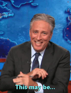 Jon Stewart GIF. Gifs Filmsterren Jon stewart Reactie Daily show Je maniacs 