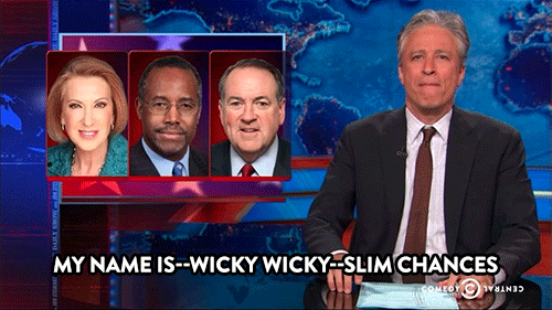 Jon Stewart GIF. Gifs Filmsterren Jon stewart Reactie Gangster Daily show 