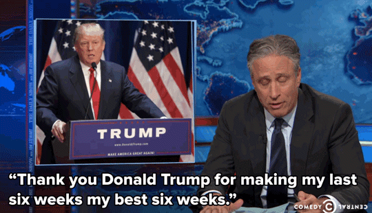 Jon Stewart GIF. Gifs Filmsterren Jon stewart Reactie Daily show Je maniacs 