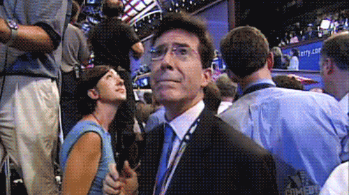 Jon Stewart GIF. Wow Bravo Gifs Filmsterren Jon stewart Stephen colbert 
