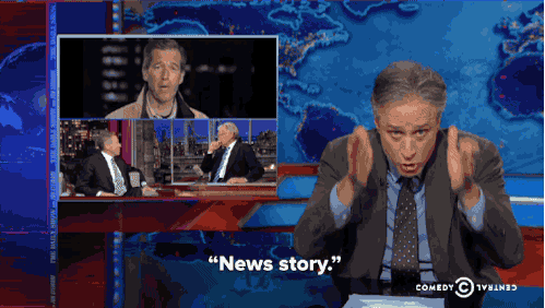 Jon Stewart GIF. Wow Bravo Gifs Filmsterren Jon stewart Stephen colbert 