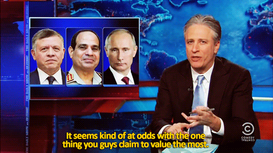 Jon Stewart GIF. Gifs Filmsterren Jon stewart Reactie 