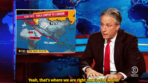 Jon Stewart GIF. Gifs Filmsterren Jon stewart Reactie Gangster Daily show 