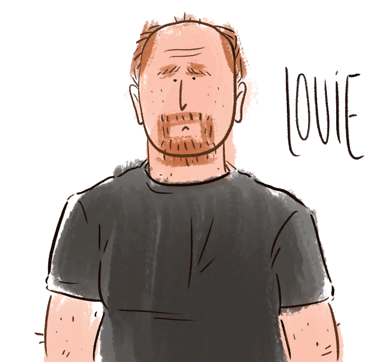 Louis Ck GIF. Kunst Gifs Filmsterren Louis ck Louie Animatie Illustratie Tekening 