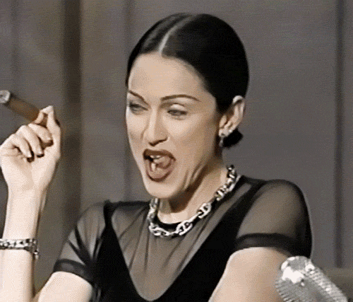Artiesten Roken Madonna Gifs glimlachen brunette sigaar letterman 