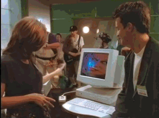 Jennifer Aniston GIF. Computers Microsoft Gifs Filmsterren Jennifer aniston Matthew perry Oud Windows 95 
