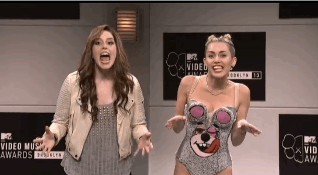 Artiesten Miley cyrus Gifs 2013 parodie snl praat 