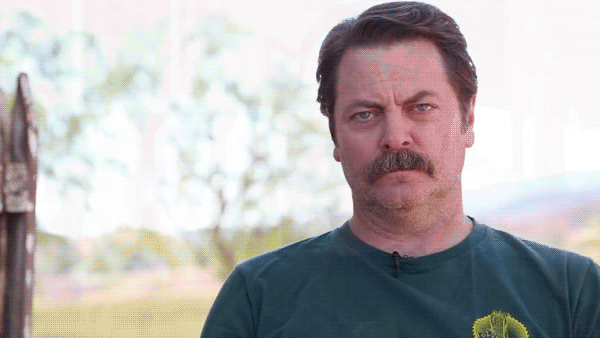 Nick Offerman GIF. Tv Gifs Filmsterren Nick offerman Tieten Ron swanson Adam scott Parks and recreation Ben wyatt 