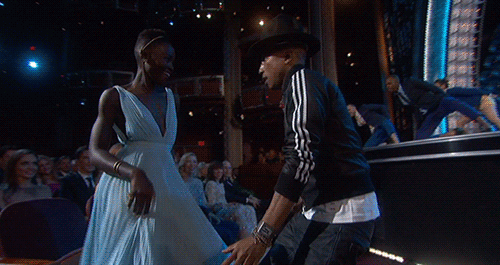 Dansen Artiesten Happy Gifs Pharrell williams dans oscars lupita nyongo 