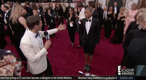 Artiesten Happy Gifs Pharrell williams oscars smoking shorts rode Caet 