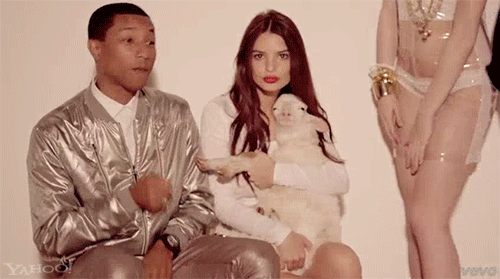 Artiesten Gifs Pharrell williams Robin thicke blurred lines modellen lammeren 