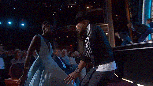 Artiesten Happy Gifs Pharrell williams oscars vrolijke muziek lupita nyongo Meryl Streep Amy Adams 