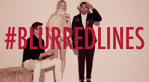 Muziek Artiesten Model Gifs Robin thicke lied ti pharrell blurred lines modellen 