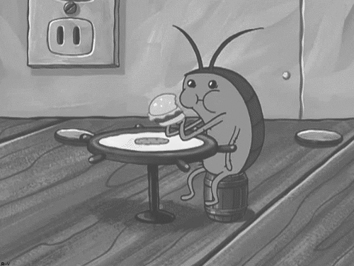 Spongebob Eten en drinken Films en series Tv Gifs Hamburger dier spotprent het eten lekker zwart en wit 