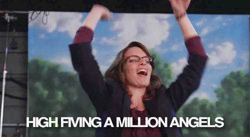 Tina Fey GIF. Engelen Gifs Filmsterren Tina fey High five Hoge fiving een miljoen engelen 