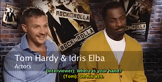 Tom Hardy GIF. Interview Gifs Filmsterren Tom hardy Gerard butler Idris elba Britse acteurs Rots n rolla Guy richie 