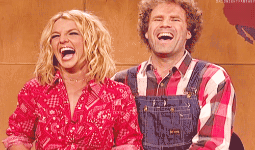 Britney Spears GIF. Artiesten Britney spears Vrienden Gifs Filmsterren Will ferrell Plezier Lachend 