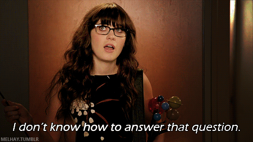 Zooey Deschanel GIF. Gifs Filmsterren Zooey deschanel Reacties Idk Onzeker 