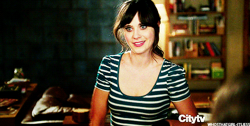 Zooey Deschanel GIF. Gifs Filmsterren Zooey deschanel Glimlach Verwonderd Verlegen Awards 
